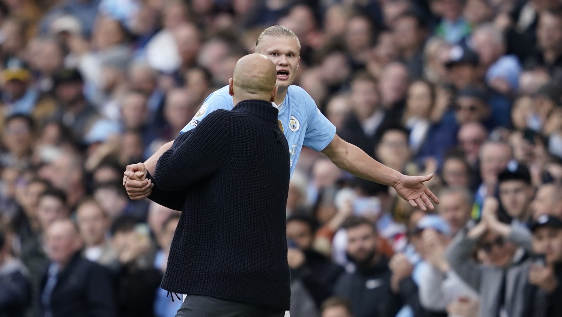haaland's-ugly-gesture-with-guardiola-when-he-was-substituted-after-scoring-four-goals-with-city-[video]